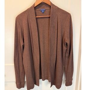 Lilla P Classic Open Cardigan 100% Cotton Brown Size‎ Large Made in Peru